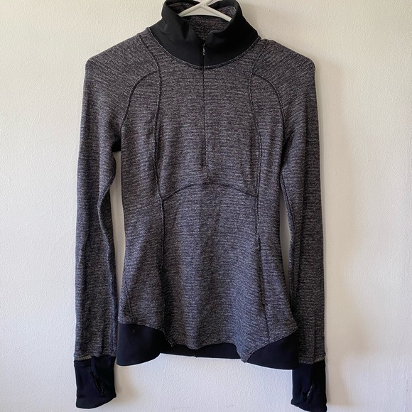 Lululemon Runderful 1/2 Zip Mini Check Pique Black - Picture 5 of 12